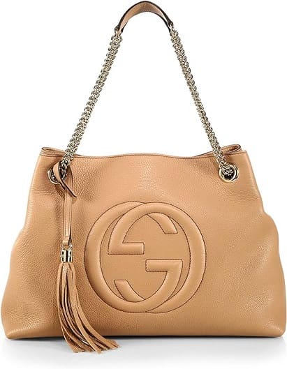 Gucci Camelia Rose Beige Light Tan Leather Shoulder Bag